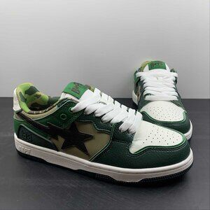 NWT Bape Sta Low Unisex Green And Black Unisex Shoes